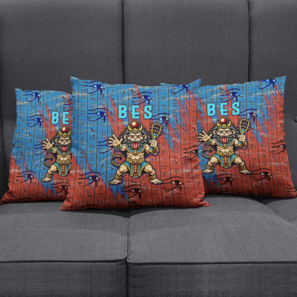Bes Pillow Cover Ancient Egyptian Hieroglyphs and Sacred Symbols Ancient Myth - Wonder Print Shop