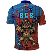 Bes Polo Shirt Ancient Egyptian Hieroglyphs and Sacred Symbols Ancient Myth - Wonder Print Shop