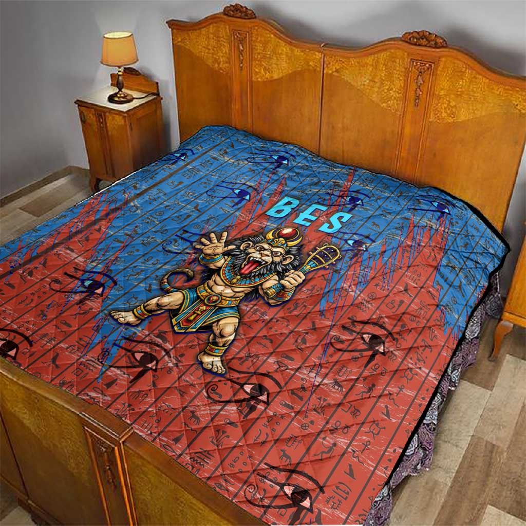 Bes Quilt Ancient Egyptian Hieroglyphs and Sacred Symbols Ancient Myth - Wonder Print Shop