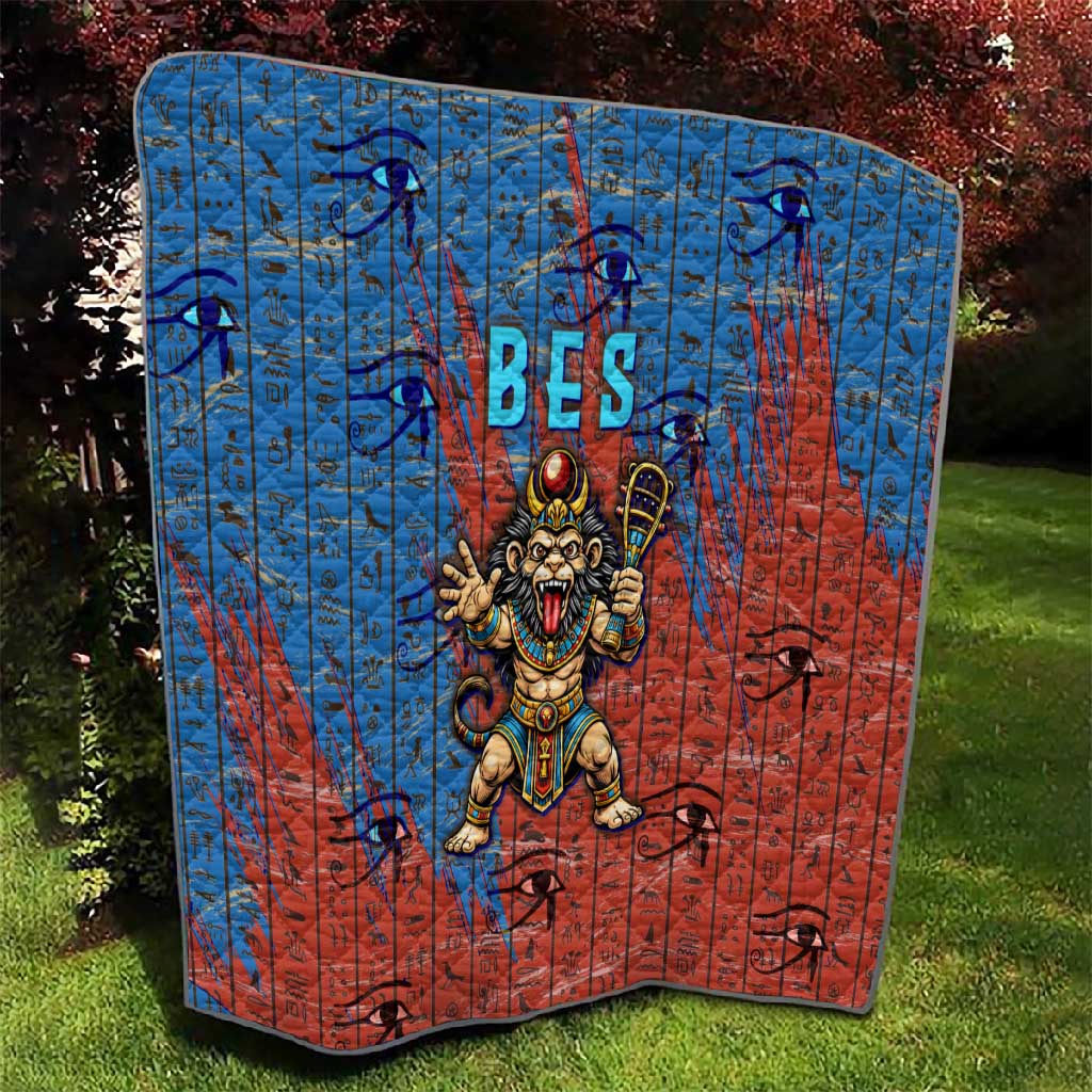 Bes Quilt Ancient Egyptian Hieroglyphs and Sacred Symbols Ancient Myth - Wonder Print Shop