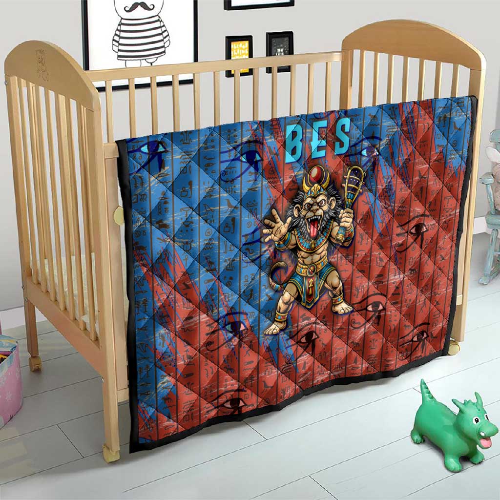 Bes Quilt Ancient Egyptian Hieroglyphs and Sacred Symbols Ancient Myth - Wonder Print Shop