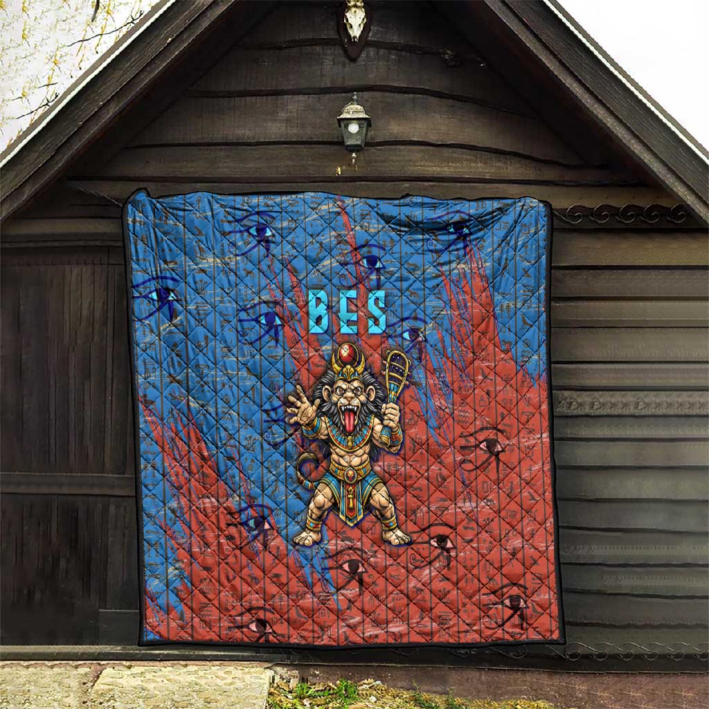 Bes Quilt Ancient Egyptian Hieroglyphs and Sacred Symbols Ancient Myth - Wonder Print Shop