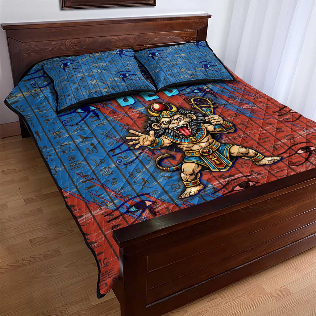 Bes Quilt Bed Set Ancient Egyptian Hieroglyphs and Sacred Symbols Ancient Myth - Wonder Print Shop