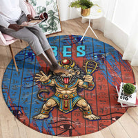 Bes Round Carpet Ancient Egyptian Hieroglyphs and Sacred Symbols Ancient Myth - Wonder Print Shop