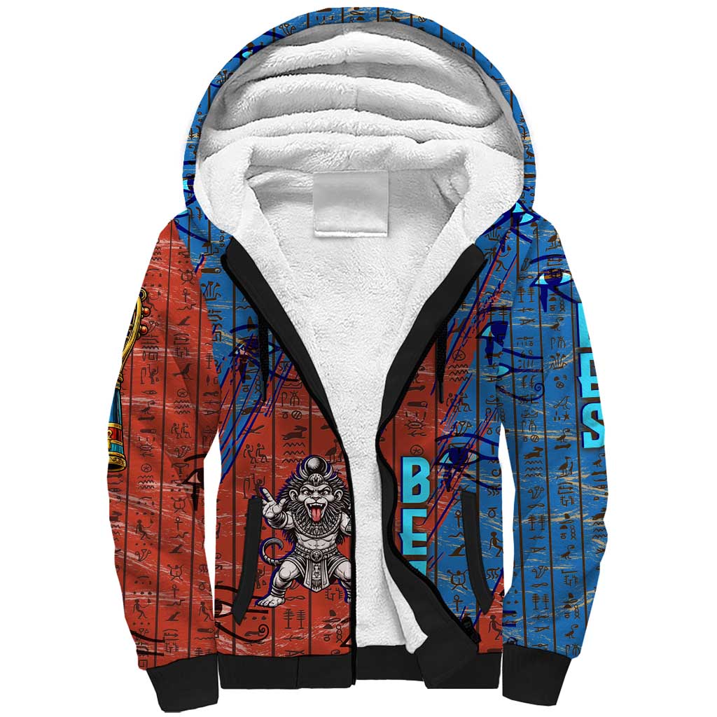Bes Sherpa Hoodie Ancient Egyptian Hieroglyphs and Sacred Symbols Ancient Myth - Wonder Print Shop