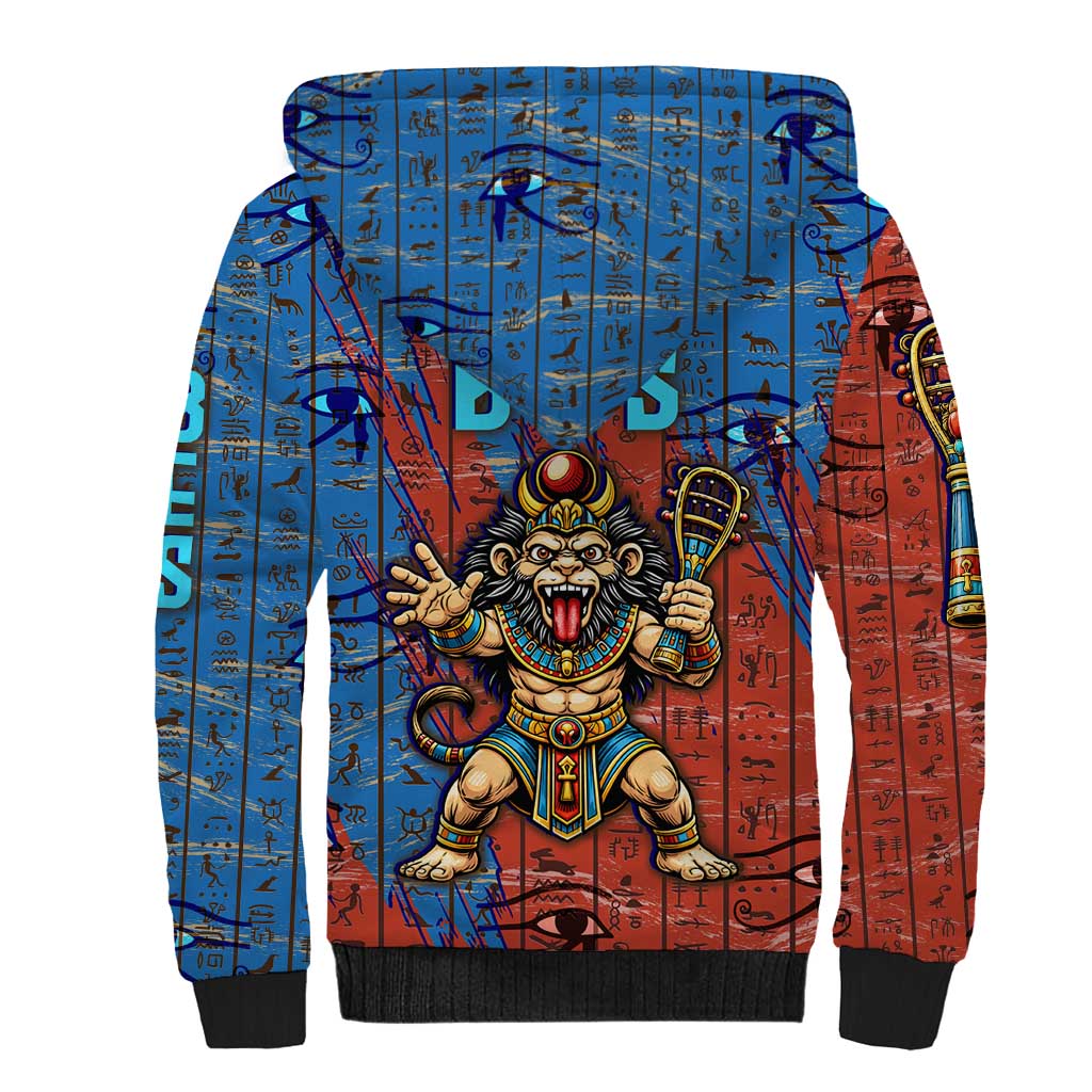 Bes Sherpa Hoodie Ancient Egyptian Hieroglyphs and Sacred Symbols Ancient Myth - Wonder Print Shop