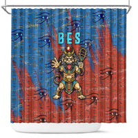Bes Shower Curtain Ancient Egyptian Hieroglyphs and Sacred Symbols Ancient Myth - Wonder Print Shop