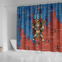 Bes Shower Curtain Ancient Egyptian Hieroglyphs and Sacred Symbols Ancient Myth - Wonder Print Shop