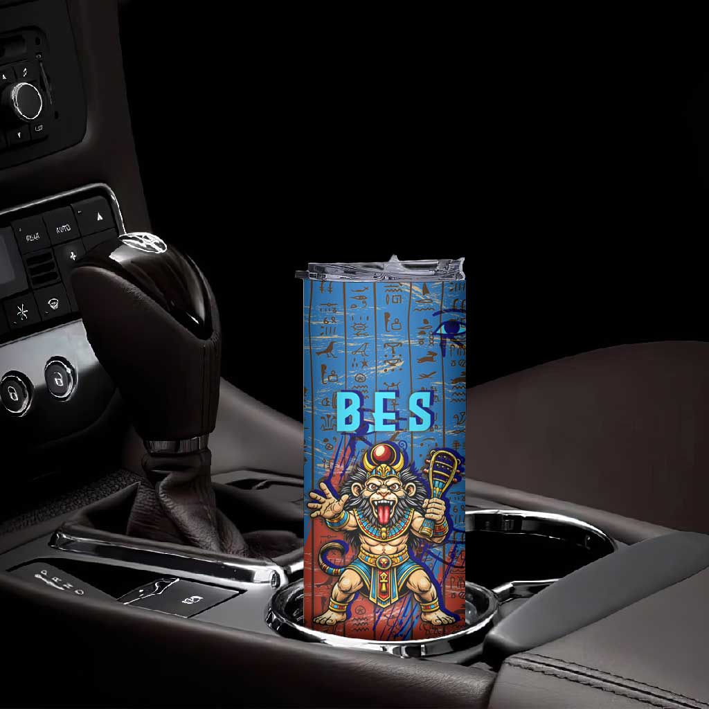 Bes Skinny Tumbler Ancient Egyptian Hieroglyphs and Sacred Symbols Ancient Myth - Wonder Print Shop