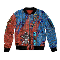 Bes Sleeve Zip Bomber Jacket Ancient Egyptian Hieroglyphs and Sacred Symbols Ancient Myth - Wonder Print Shop