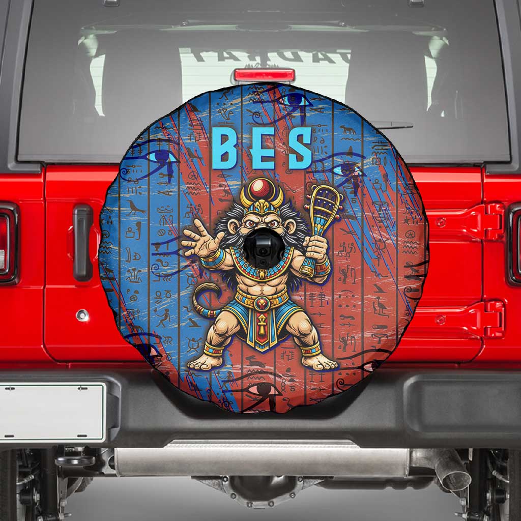 Bes Spare Tire Cover Ancient Egyptian Hieroglyphs and Sacred Symbols Ancient Myth - Wonder Print Shop