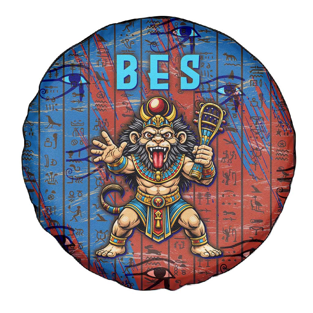 Bes Spare Tire Cover Ancient Egyptian Hieroglyphs and Sacred Symbols Ancient Myth - Wonder Print Shop