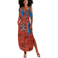 Bes Summer Maxi Dress Ancient Egyptian Hieroglyphs and Sacred Symbols Ancient Myth - Wonder Print Shop