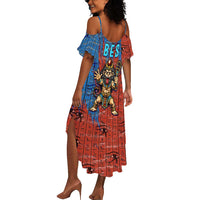Bes Summer Maxi Dress Ancient Egyptian Hieroglyphs and Sacred Symbols Ancient Myth - Wonder Print Shop