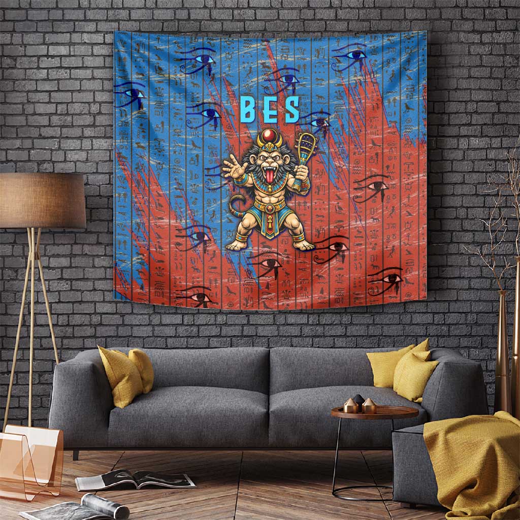 Bes Tapestry Ancient Egyptian Hieroglyphs and Sacred Symbols Ancient Myth - Wonder Print Shop
