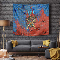 Bes Tapestry Ancient Egyptian Hieroglyphs and Sacred Symbols Ancient Myth - Wonder Print Shop