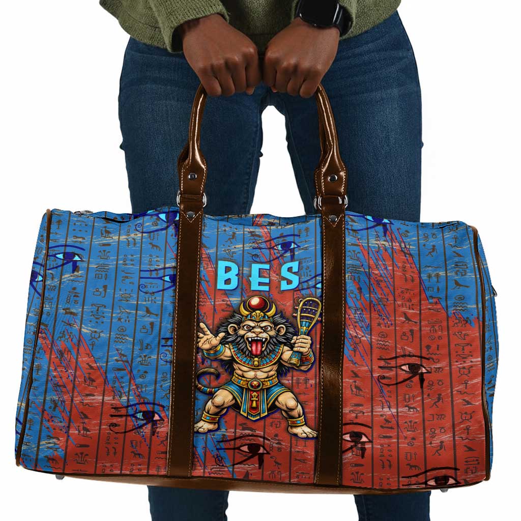 Bes Travel Bag Ancient Egyptian Hieroglyphs and Sacred Symbols Ancient Myth - Wonder Print Shop