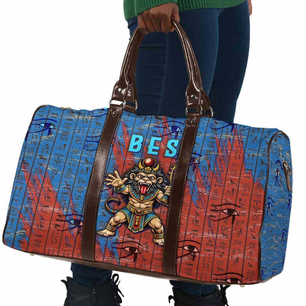Bes Travel Bag Ancient Egyptian Hieroglyphs and Sacred Symbols Ancient Myth - Wonder Print Shop