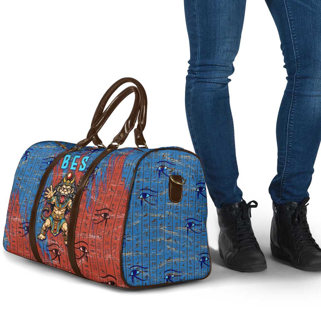 Bes Travel Bag Ancient Egyptian Hieroglyphs and Sacred Symbols Ancient Myth - Wonder Print Shop