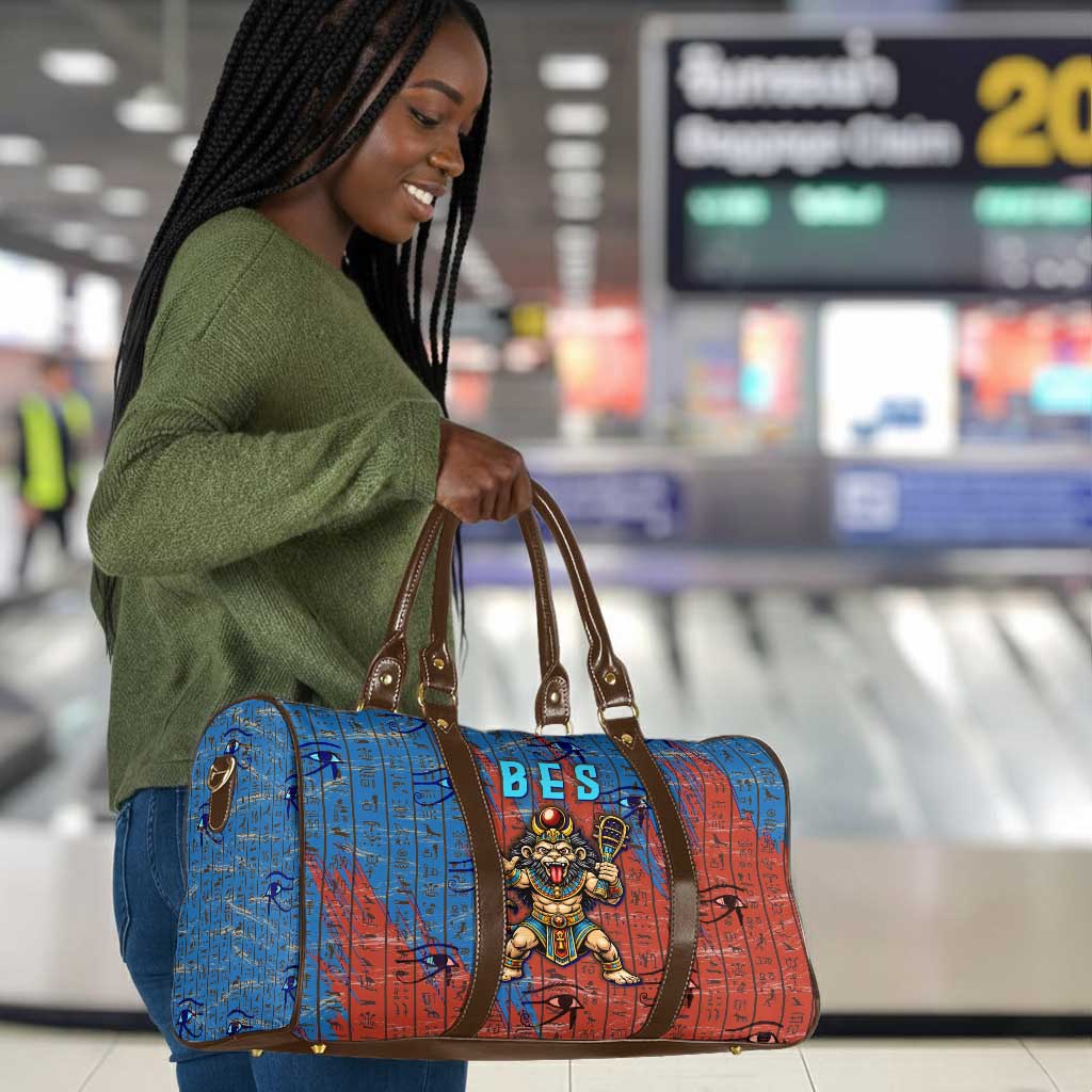Bes Travel Bag Ancient Egyptian Hieroglyphs and Sacred Symbols Ancient Myth - Wonder Print Shop