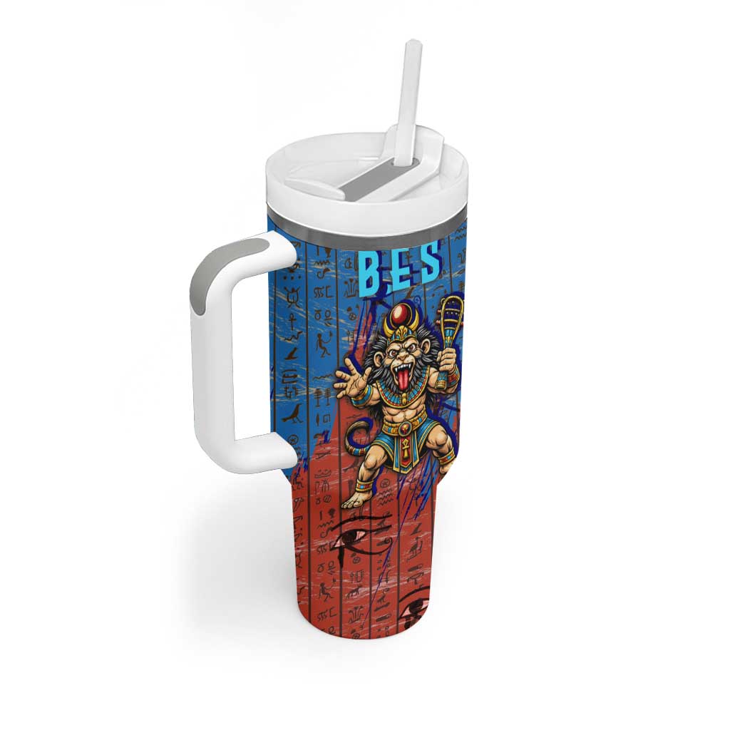 Bes Tumbler With Handle Ancient Egyptian Hieroglyphs and Sacred Symbols Ancient Myth - Wonder Print Shop