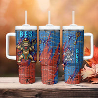Bes Tumbler With Handle Ancient Egyptian Hieroglyphs and Sacred Symbols Ancient Myth - Wonder Print Shop