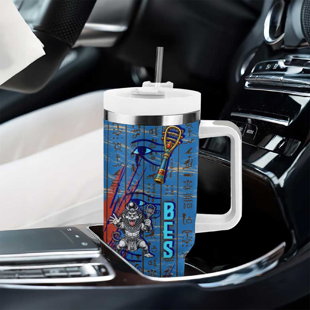 Bes Tumbler With Handle Ancient Egyptian Hieroglyphs and Sacred Symbols Ancient Myth - Wonder Print Shop
