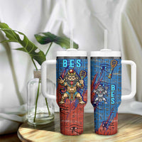 Bes Tumbler With Handle Ancient Egyptian Hieroglyphs and Sacred Symbols Ancient Myth - Wonder Print Shop
