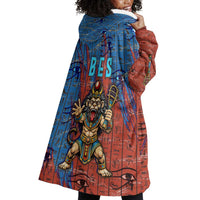 Bes Wearable Blanket Hoodie Ancient Egyptian Hieroglyphs and Sacred Symbols Ancient Myth - Wonder Print Shop