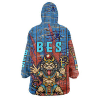 Bes Wearable Blanket Hoodie Ancient Egyptian Hieroglyphs and Sacred Symbols Ancient Myth - Wonder Print Shop