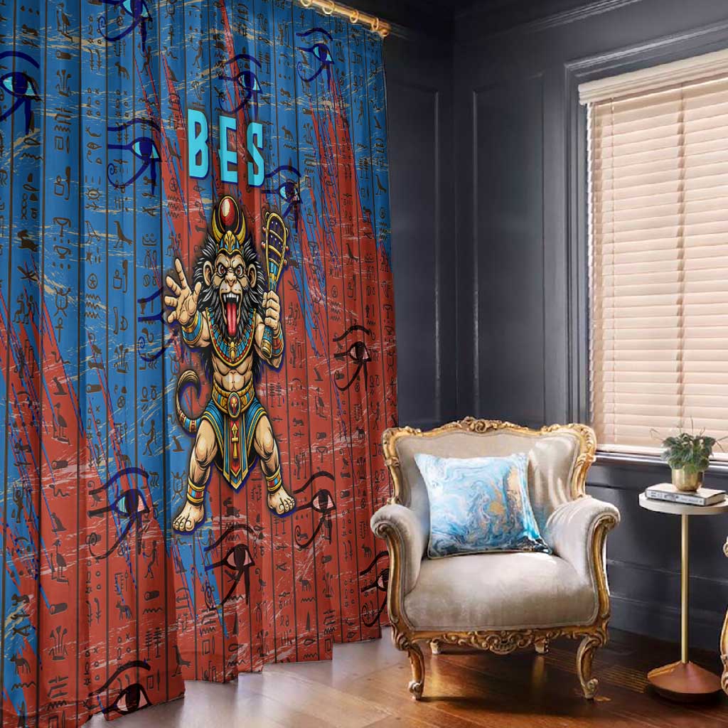 Bes Window Curtain Ancient Egyptian Hieroglyphs and Sacred Symbols Ancient Myth - Wonder Print Shop