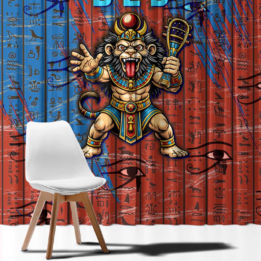 Bes Window Curtain Ancient Egyptian Hieroglyphs and Sacred Symbols Ancient Myth - Wonder Print Shop