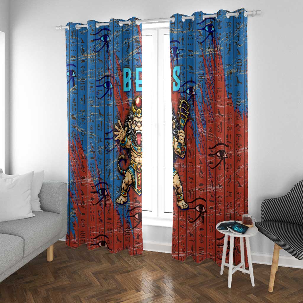 Bes Window Curtain Ancient Egyptian Hieroglyphs and Sacred Symbols Ancient Myth - Wonder Print Shop