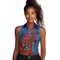 Bes Women Sleeveless Polo Shirt Ancient Egyptian Hieroglyphs and Sacred Symbols Ancient Myth - Wonder Print Shop