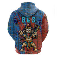 Bes Zip Hoodie Ancient Egyptian Hieroglyphs and Sacred Symbols Ancient Myth - Wonder Print Shop