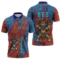 Bes Zipper Polo Shirt Ancient Egyptian Hieroglyphs and Sacred Symbols Ancient Myth - Wonder Print Shop