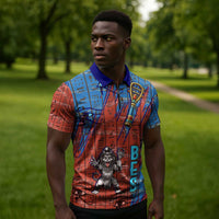 Bes Zipper Polo Shirt Ancient Egyptian Hieroglyphs and Sacred Symbols Ancient Myth - Wonder Print Shop