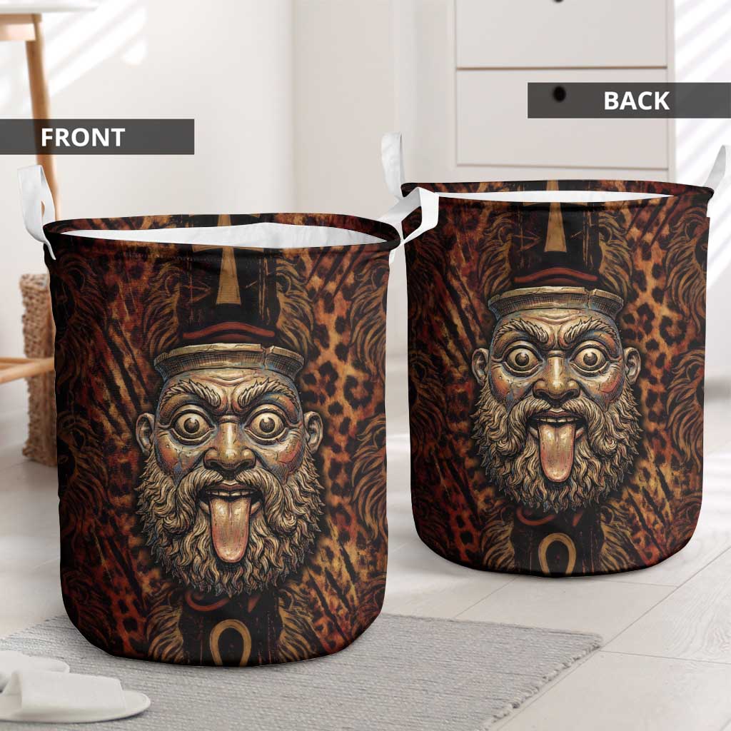 Bes Ancient Egyptian Laundry Basket with Leopard Print Ankh and Eye of Horus Egyptian Deity Tribute - Wonder Print Shop