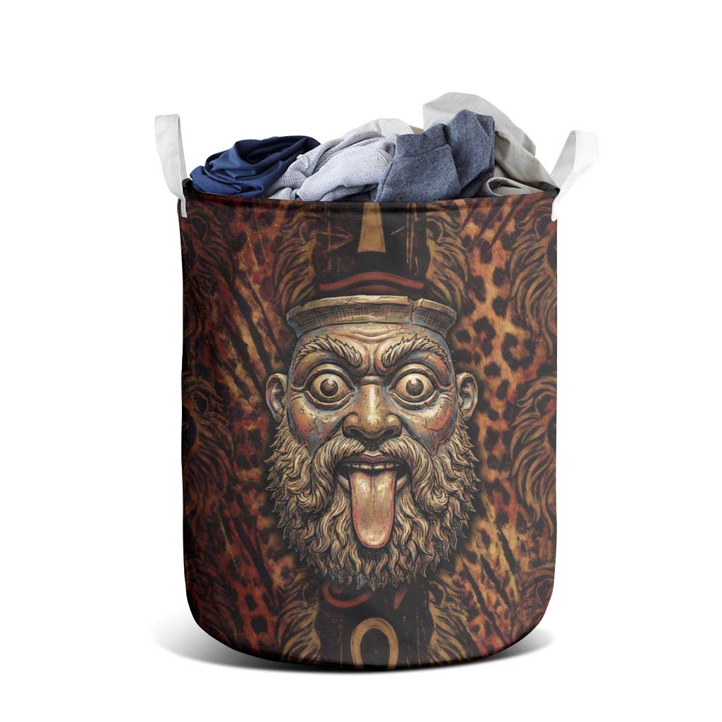 Bes Ancient Egyptian Laundry Basket with Leopard Print Ankh and Eye of Horus Egyptian Deity Tribute - Wonder Print Shop