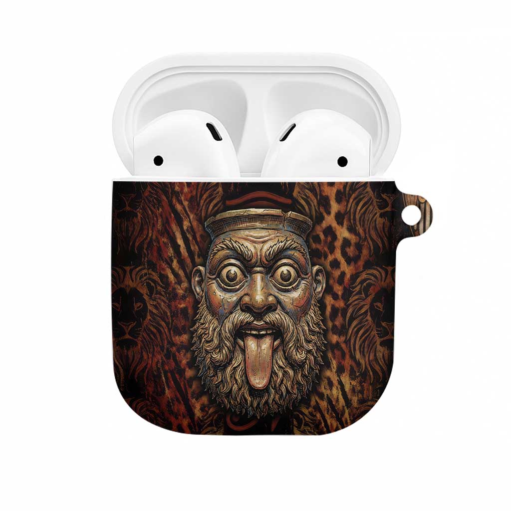 Bes Ancient Egyptian AirPods Case with Leopard Print Ankh and Eye of Horus Egyptian Deity Tribute - Wonder Print Shop