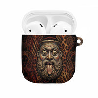 Bes Ancient Egyptian AirPods Case with Leopard Print Ankh and Eye of Horus Egyptian Deity Tribute - Wonder Print Shop
