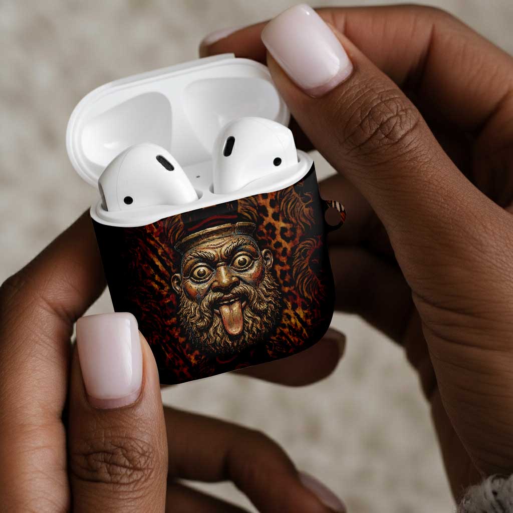 Bes Ancient Egyptian AirPods Case with Leopard Print Ankh and Eye of Horus Egyptian Deity Tribute - Wonder Print Shop