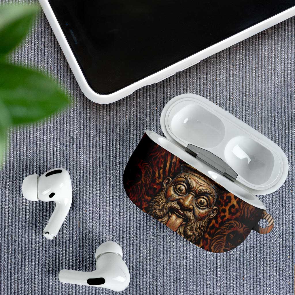 Bes Ancient Egyptian AirPods Case with Leopard Print Ankh and Eye of Horus Egyptian Deity Tribute - Wonder Print Shop