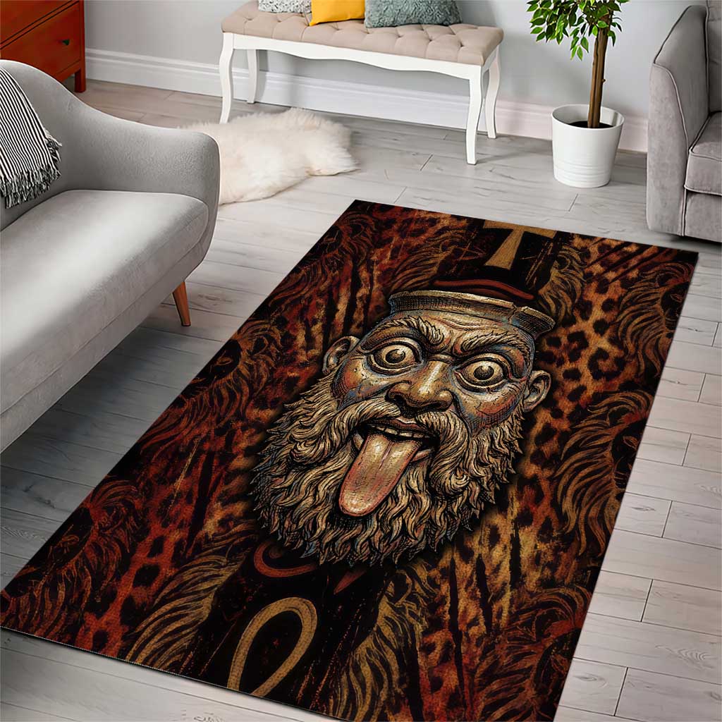 Bes Ancient Egyptian Area Rug with Leopard Print Ankh and Eye of Horus Egyptian Deity Tribute - Wonder Print Shop