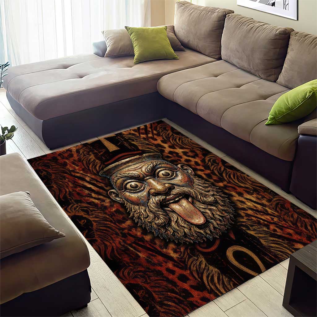 Bes Ancient Egyptian Area Rug with Leopard Print Ankh and Eye of Horus Egyptian Deity Tribute - Wonder Print Shop