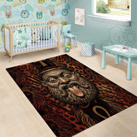 Bes Ancient Egyptian Area Rug with Leopard Print Ankh and Eye of Horus Egyptian Deity Tribute - Wonder Print Shop
