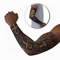 Bes Ancient Egyptian Arm Sleeves with Leopard Print Ankh and Eye of Horus Egyptian Deity Tribute - Wonder Print Shop