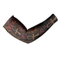 Bes Ancient Egyptian Arm Sleeves with Leopard Print Ankh and Eye of Horus Egyptian Deity Tribute - Wonder Print Shop