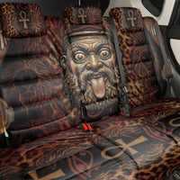 Bes Ancient Egyptian Back Car Seat Cover with Leopard Print Ankh and Eye of Horus Egyptian Deity Tribute - Wonder Print Shop
