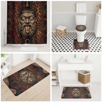 Bes Ancient Egyptian Bathroom Set with Leopard Print Ankh and Eye of Horus Egyptian Deity Tribute - Wonder Print Shop